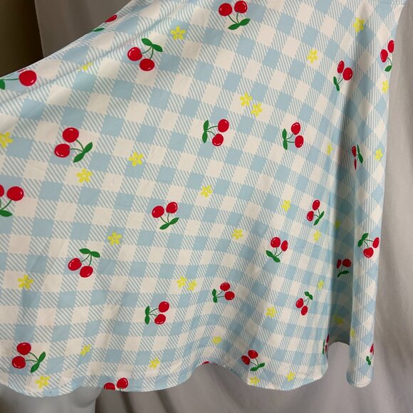 Belle Poque Cherry Gingham Rockabilly Pin up Dress L - Picture 3 of 6
